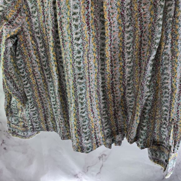 Anthropologie Shirt Womens Large P Button Up Boho Floral Pleated Maeve Gelise - Picture 8 of 12